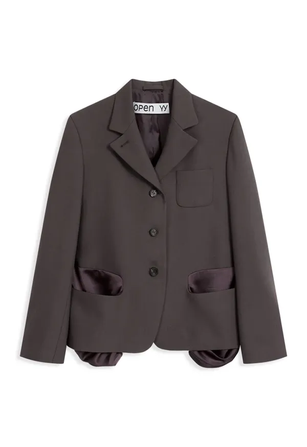EXPOSED POCKET JACKET, BROWN