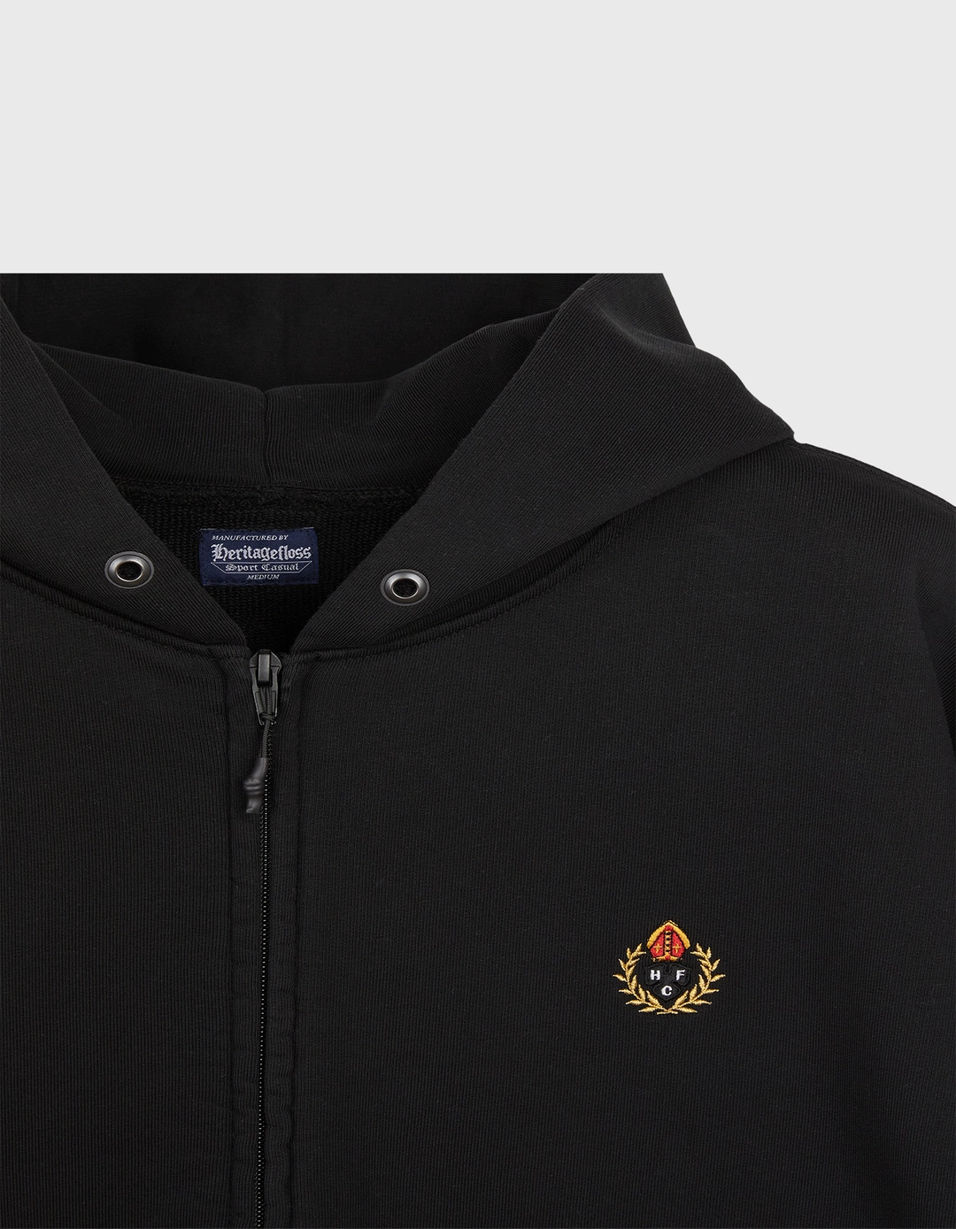 헤리티지플로스 CREST WASHED 331 ZIP-UP HOODIE / Black 상품 이미지 2