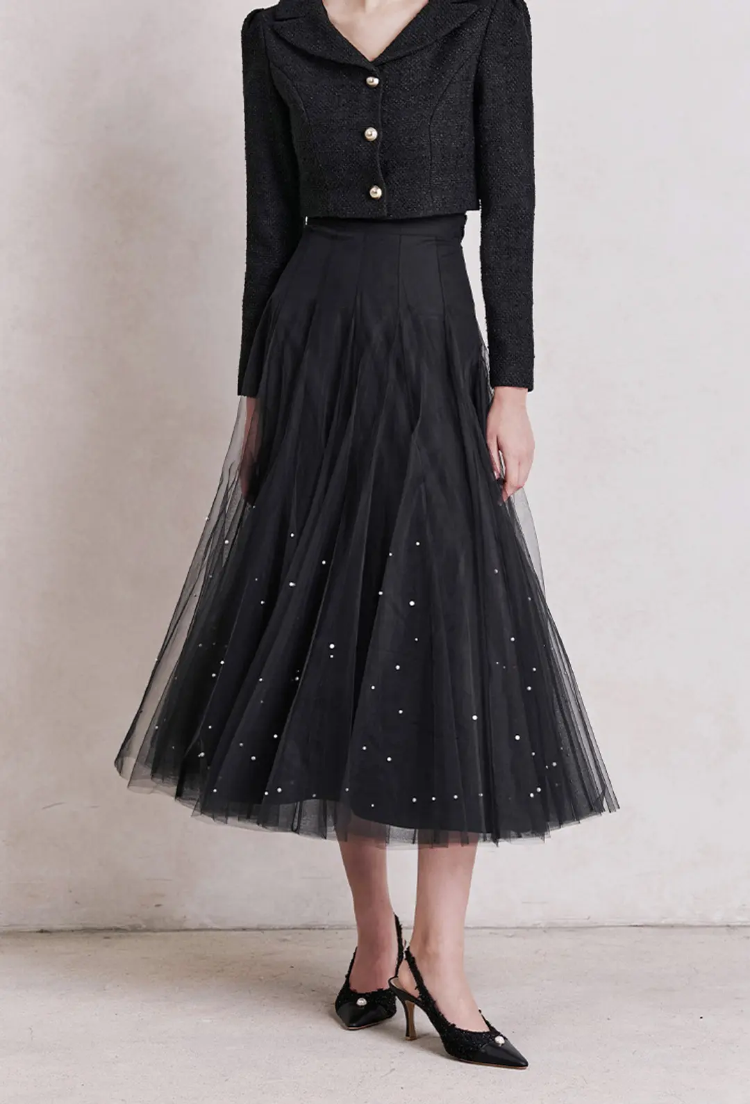 그레이스유 Etoile Pearl Sha Skirt (Black) 상품 이미지 2