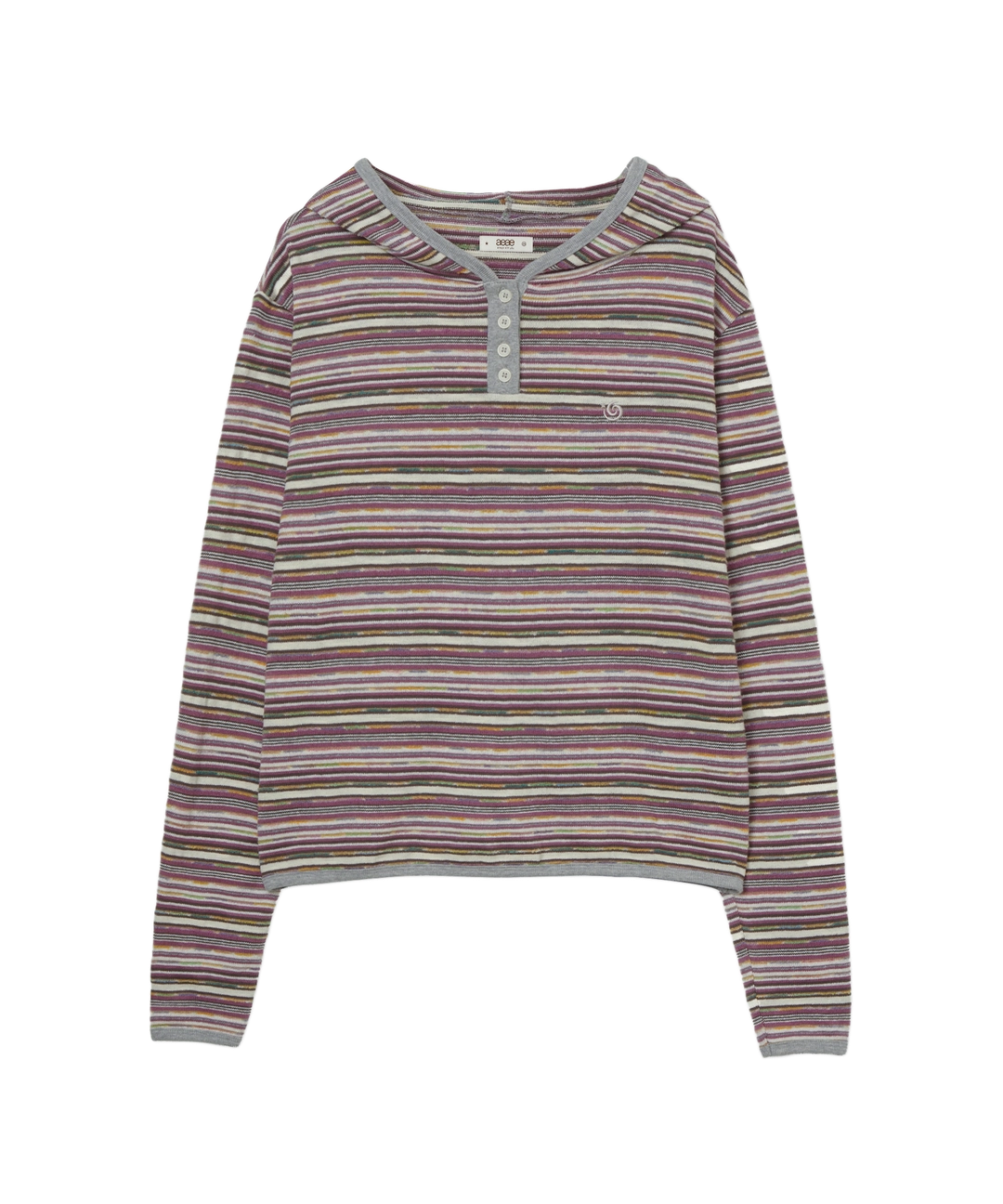에이이에이이 STRIPE KNIT HOODIE [PURPLE] 상품 이미지 1