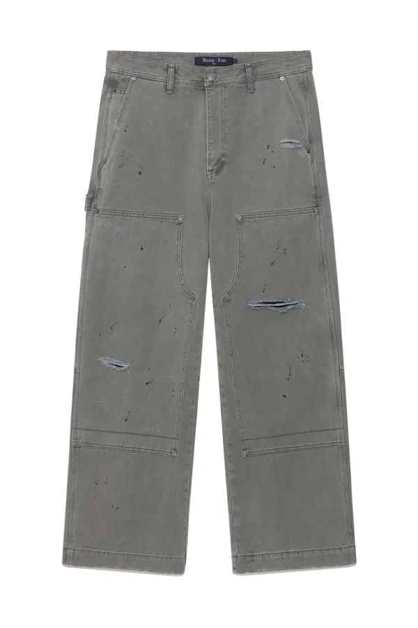 VINTAGE PAINTING CARPENTER PANTS FOR MEN IN GREY