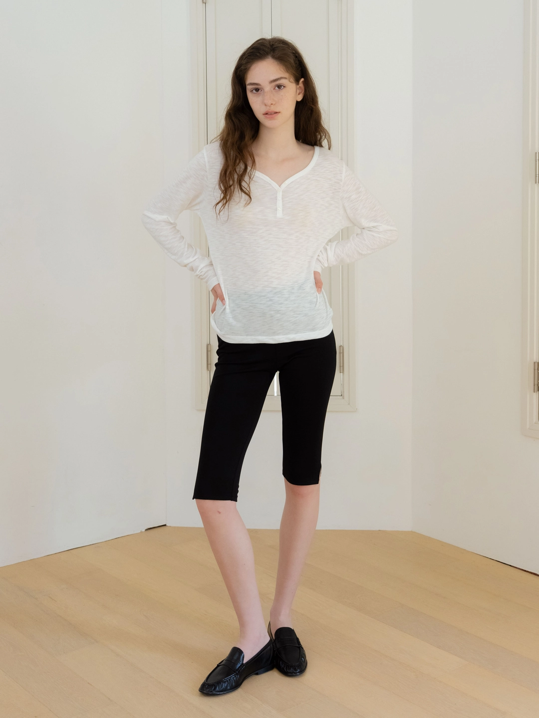 헤더먼트 sheer slub button tee (ivory) 상품 이미지 3