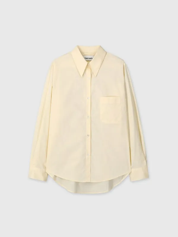 (W) COTTON HIGH-DENSITY SHIRT_ PALE YELLOW