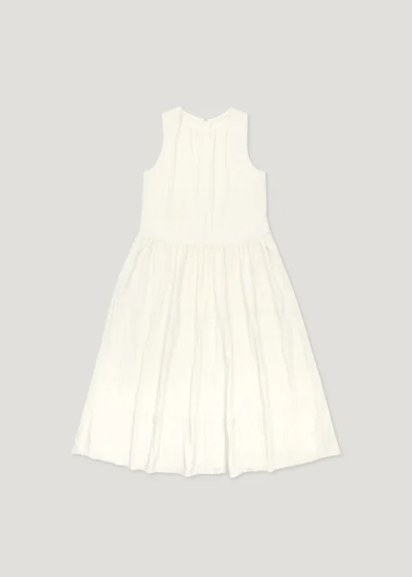 Nylon Gathered Dress_Cream