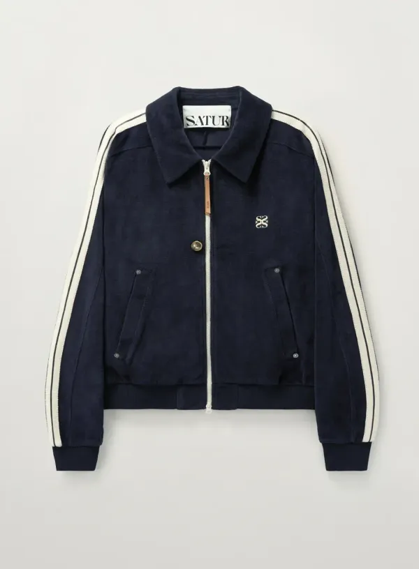Lawton Velour Collar Jacket - Navy