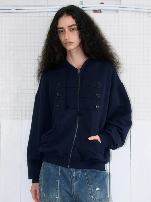 Bijo Sweat Zip-Up Hoodie [Navy]