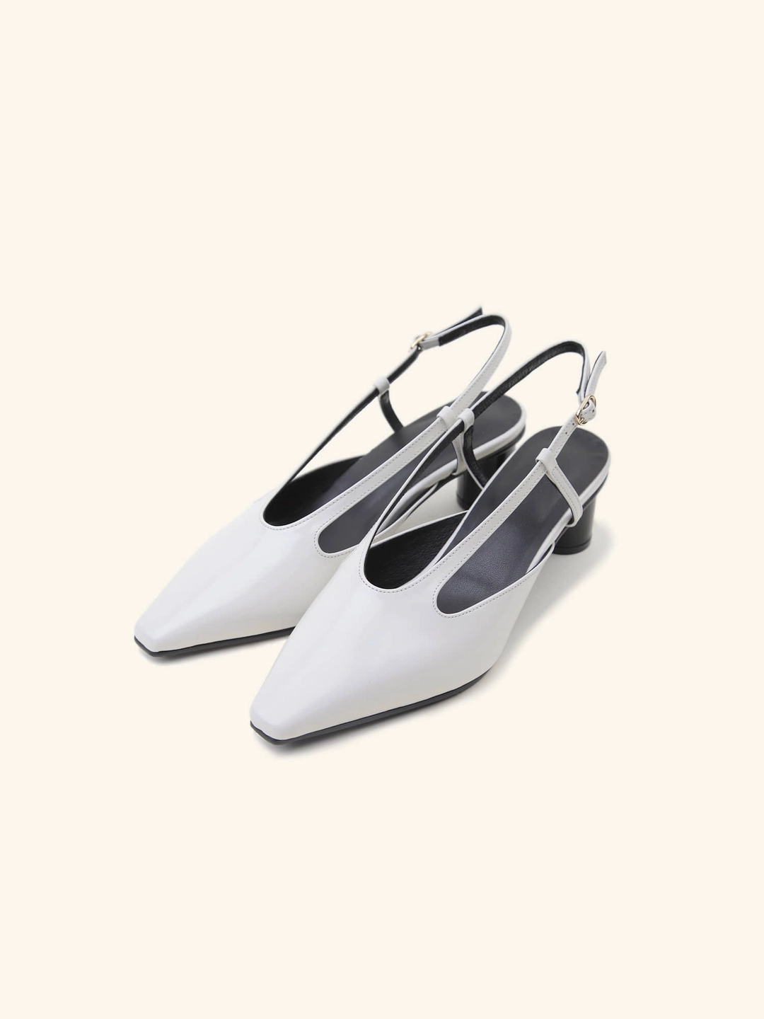 러브듀이 [바로배송] V STRAP slingback  / 크림+블랙 상품 이미지 1