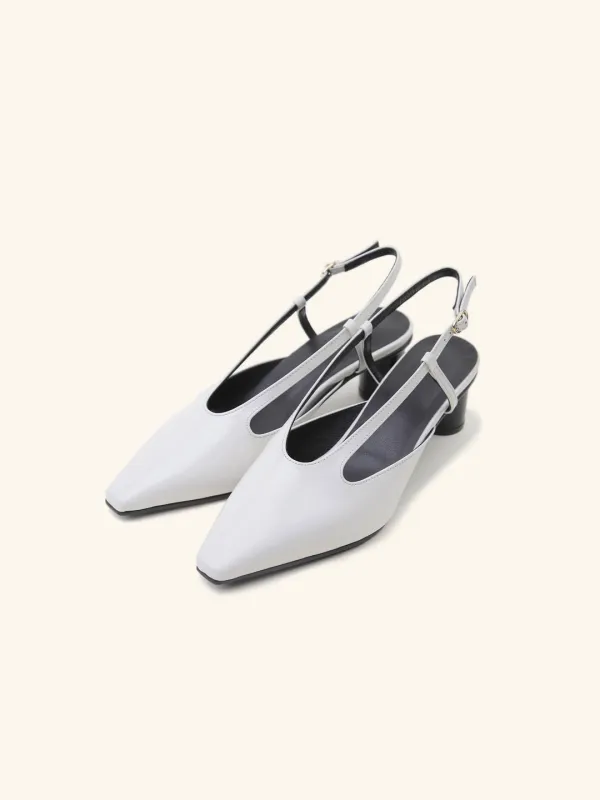 [바로배송] V STRAP slingback  / 크림+블랙
