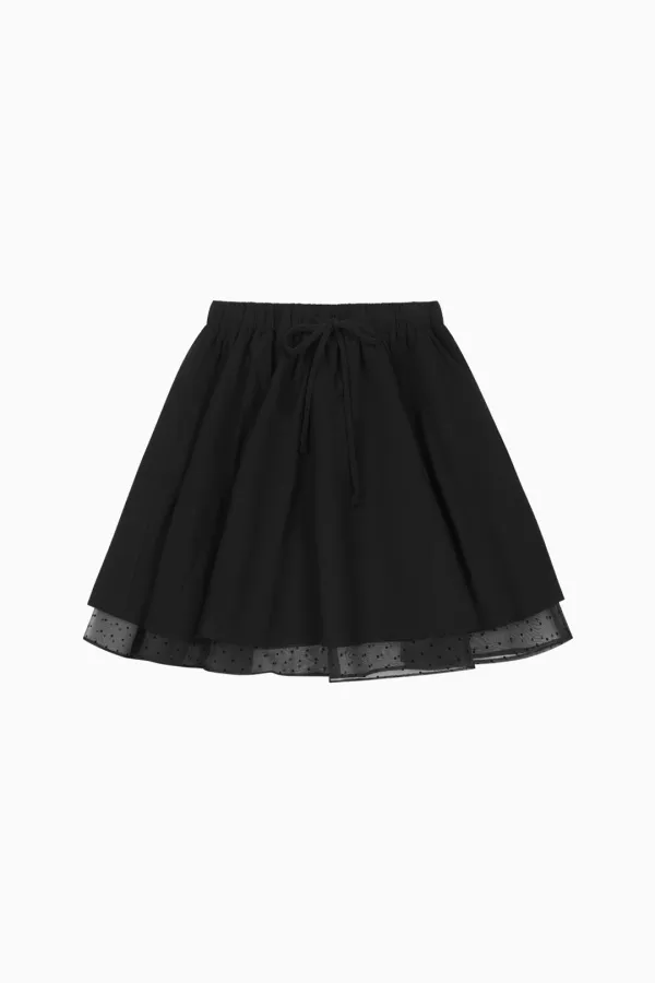 FLARE LAYERED BANDING SKIRT, BLACK