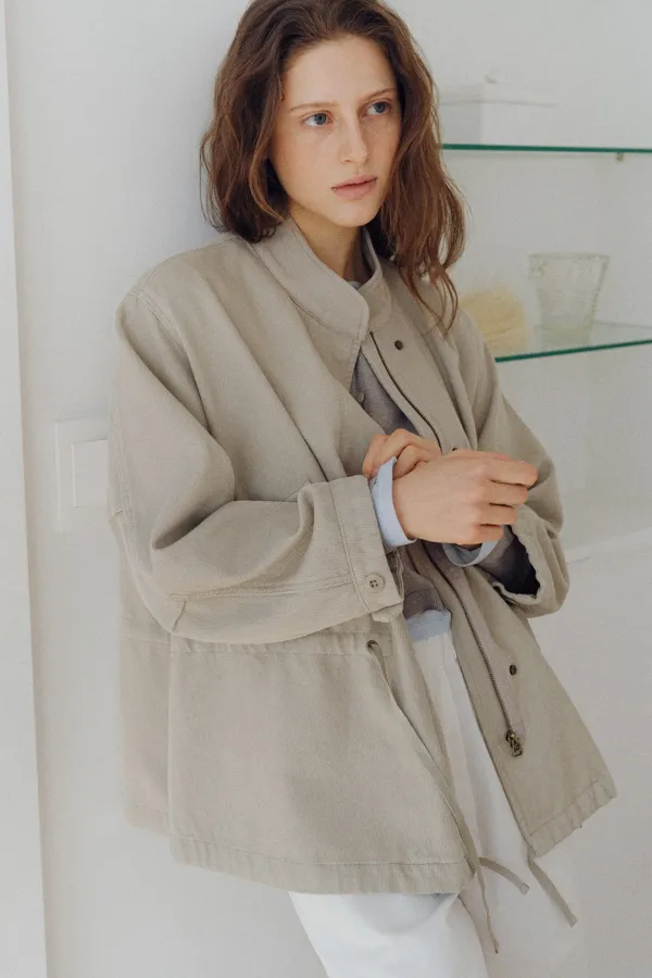 washed cotton field jacket (light olive)