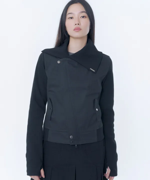 Slash ribbed jacket BLACK