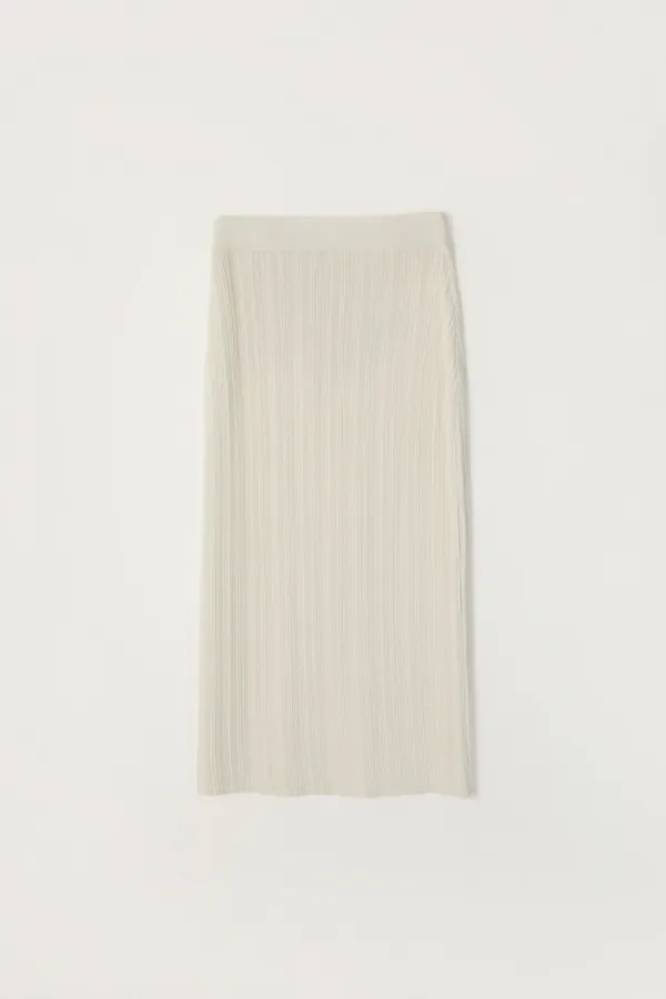 ELENA PLEATS KNIT LONG SKIRT_IVORY