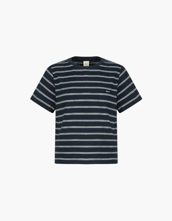 stripe crop t-shirt - navy