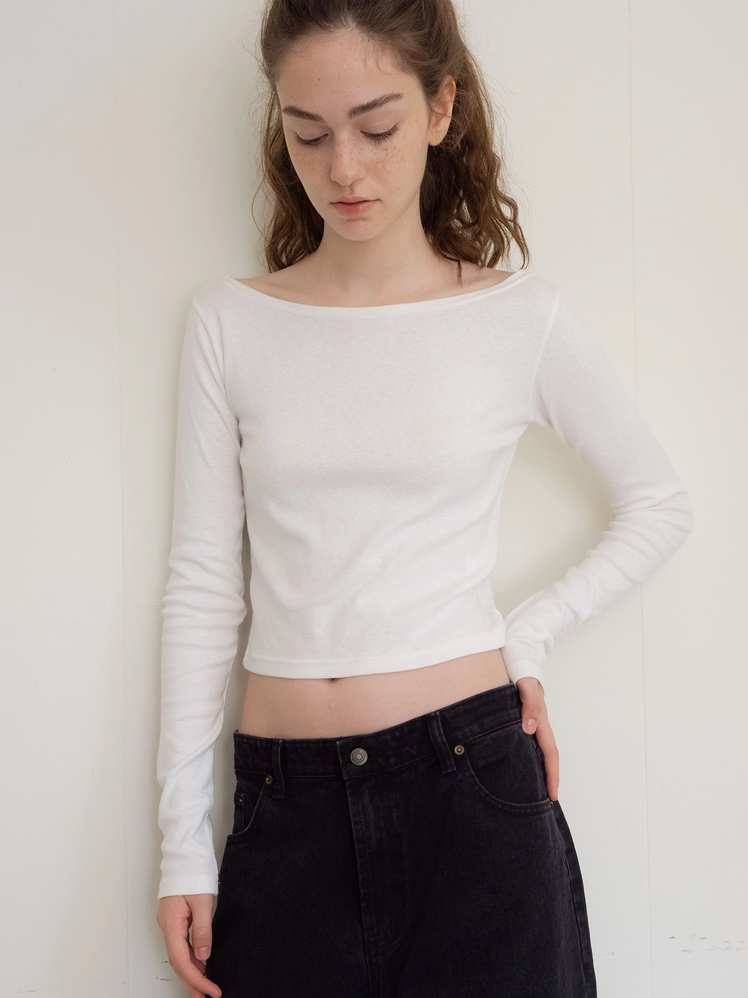 헤더먼트 pilling wide boatneck t-shirt (ivory) 상품 이미지 3