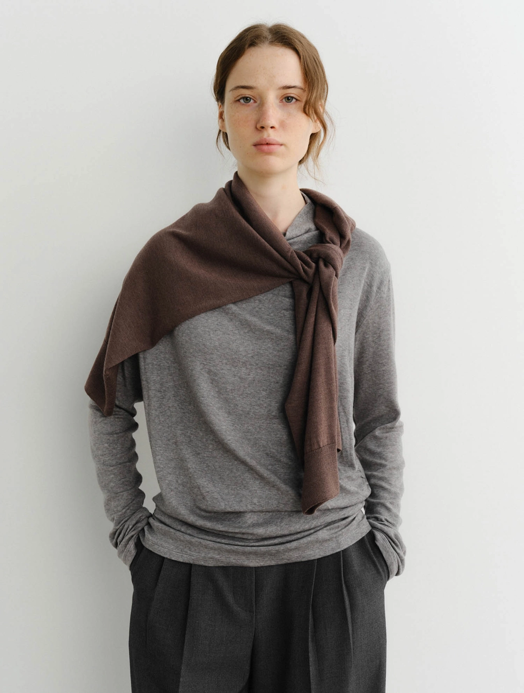 이아 Wool Shirring Top (Grey) 상품 이미지 3
