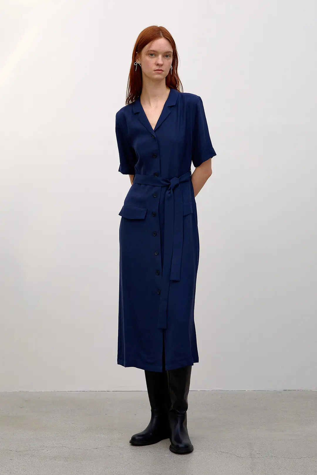 오브오브 Julie belt strap dress_navy 상품 이미지 2