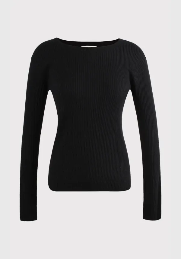 3rd) Classic Ribbed Knit Black