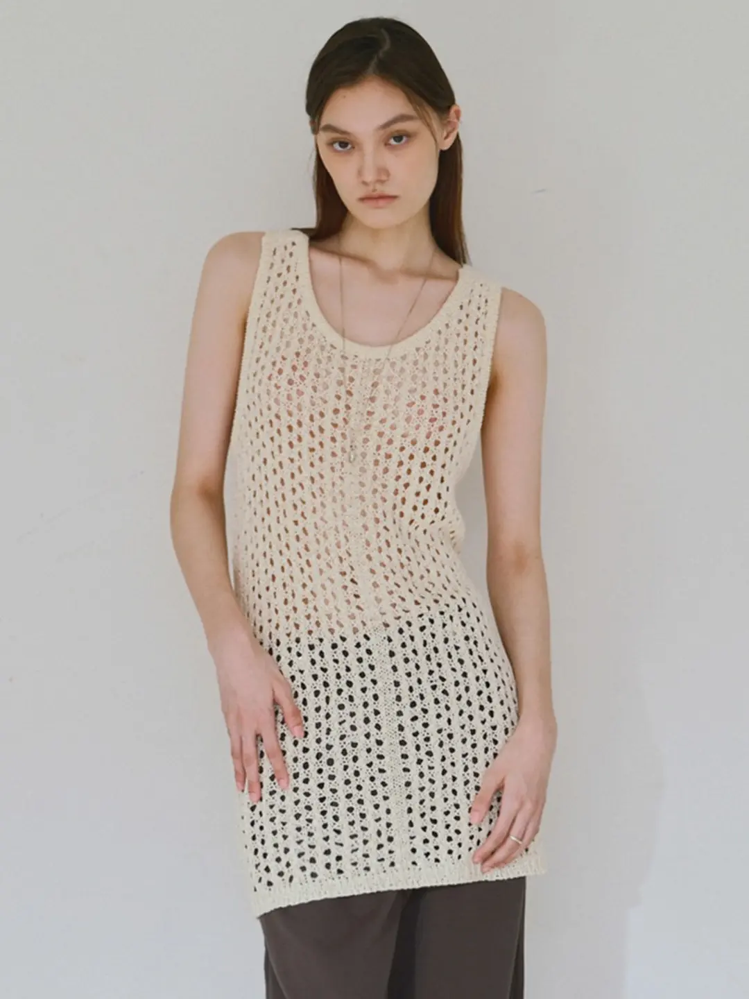 밀로 우먼 Crochet Knit Sleeveless [Butter] 상품 이미지 2