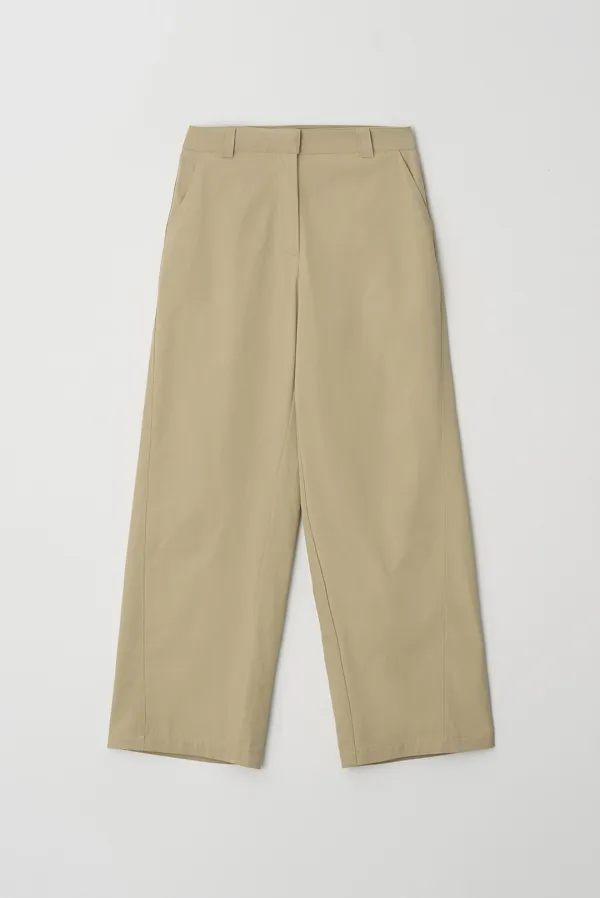 line cotton pants - beige