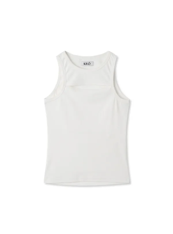 CUT-OUT SLEEVELESS TOP (WHITE)