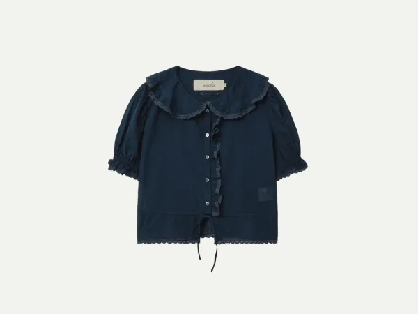 Via Embeth ruffle blouse (Navy)