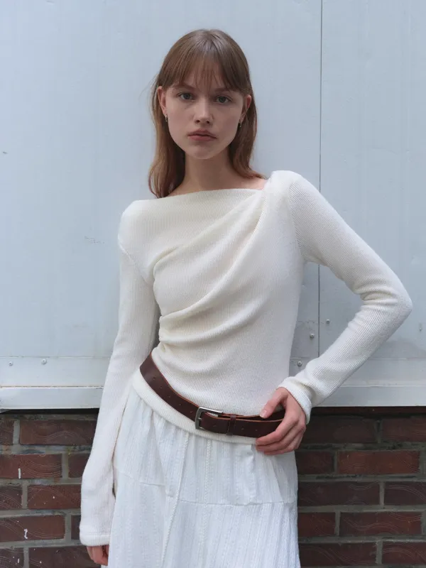 VIA SHIRRING TOP_IVORY