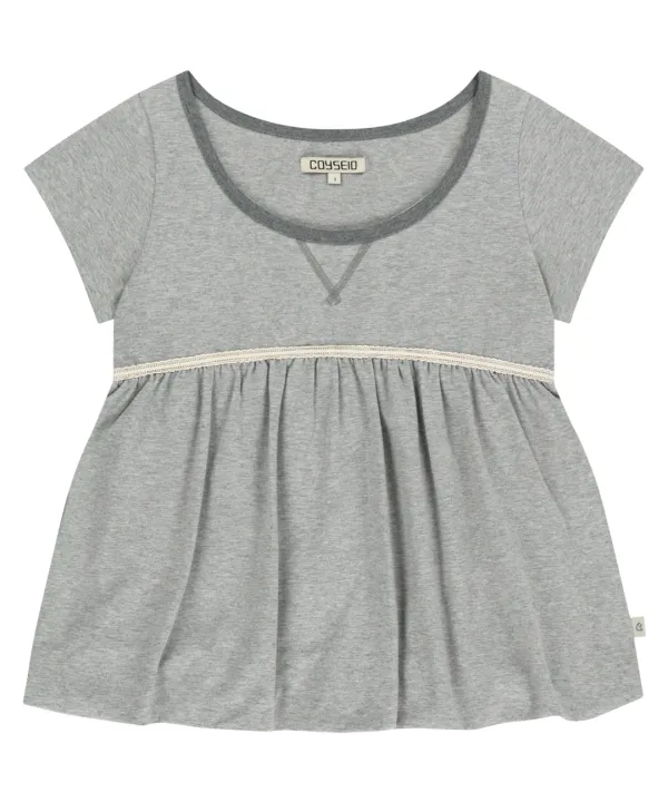 LACE BALLOON T-SHIRT MELANGE GREY