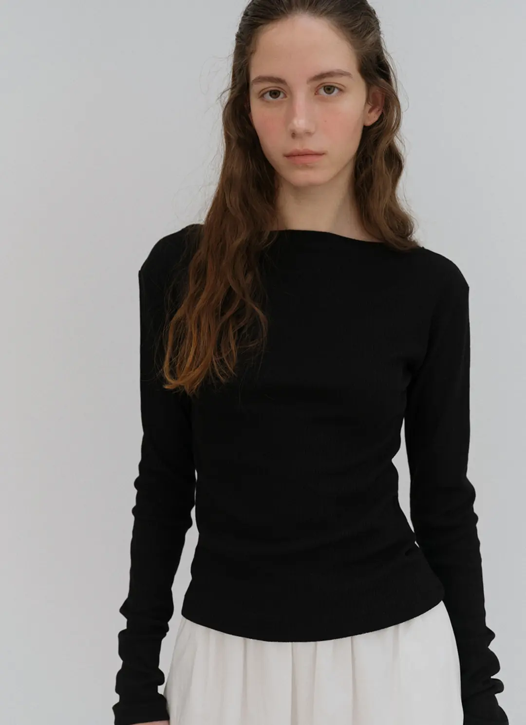 베이오드 Boat neck long-sleeve T-shirt_black 상품 이미지 2