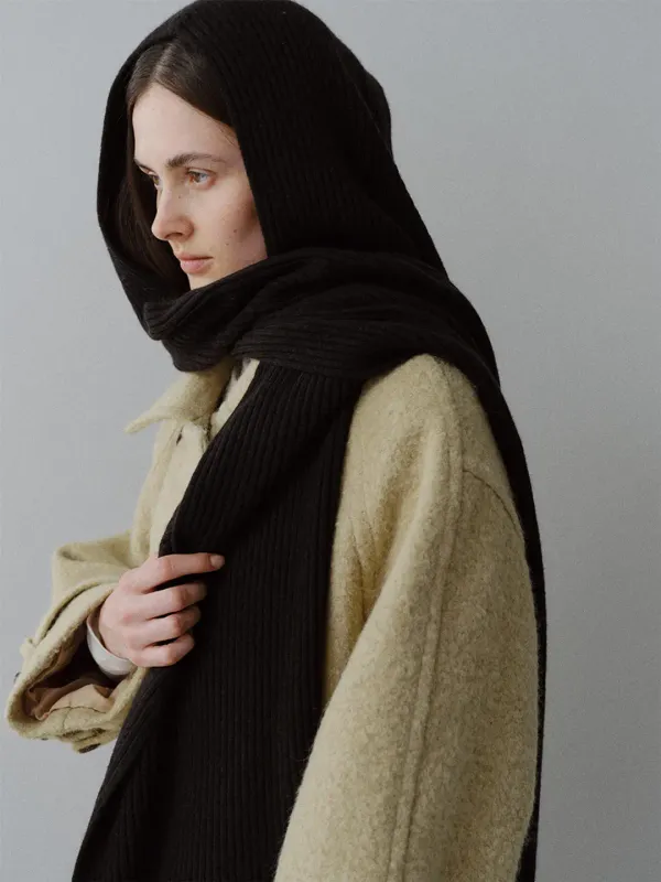 TFW CASHMERE HOODIE MUFFLER_CHOCO BLACK