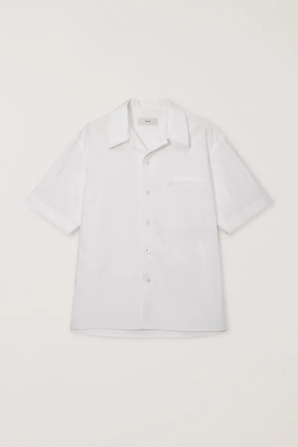 UNISEX OPEN COLLARED STRIPED SHIRT WHITE_UDSH6B130WT