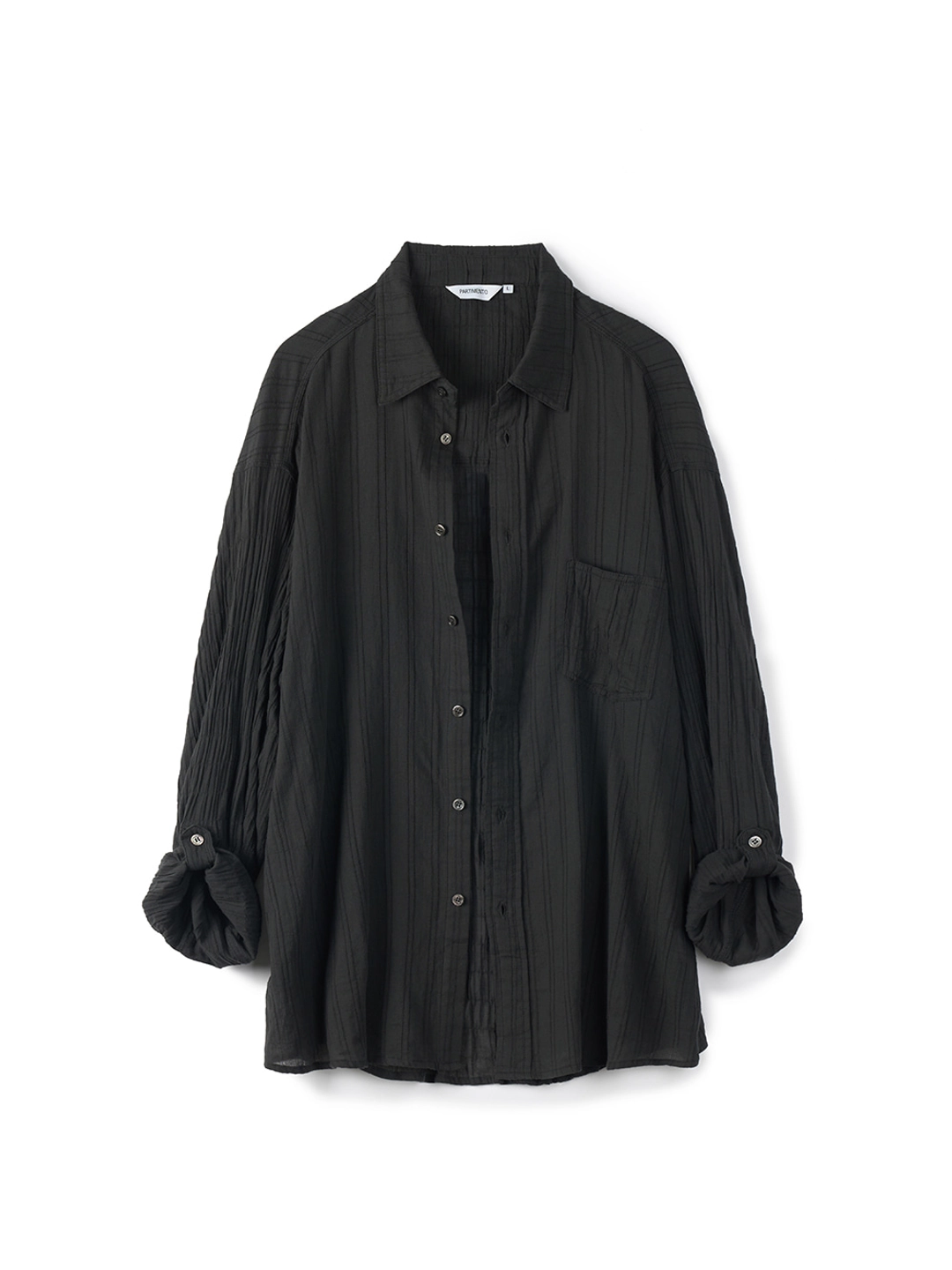 파르티멘토 Crinkle Roll Up Shirts_Black 상품 이미지 3