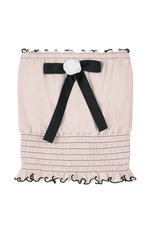 SMOCKED RIBBON TOP (PINK)
