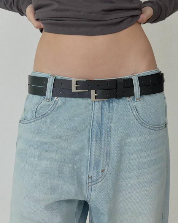 DOUBLE BUCKLE LEATHER BELT