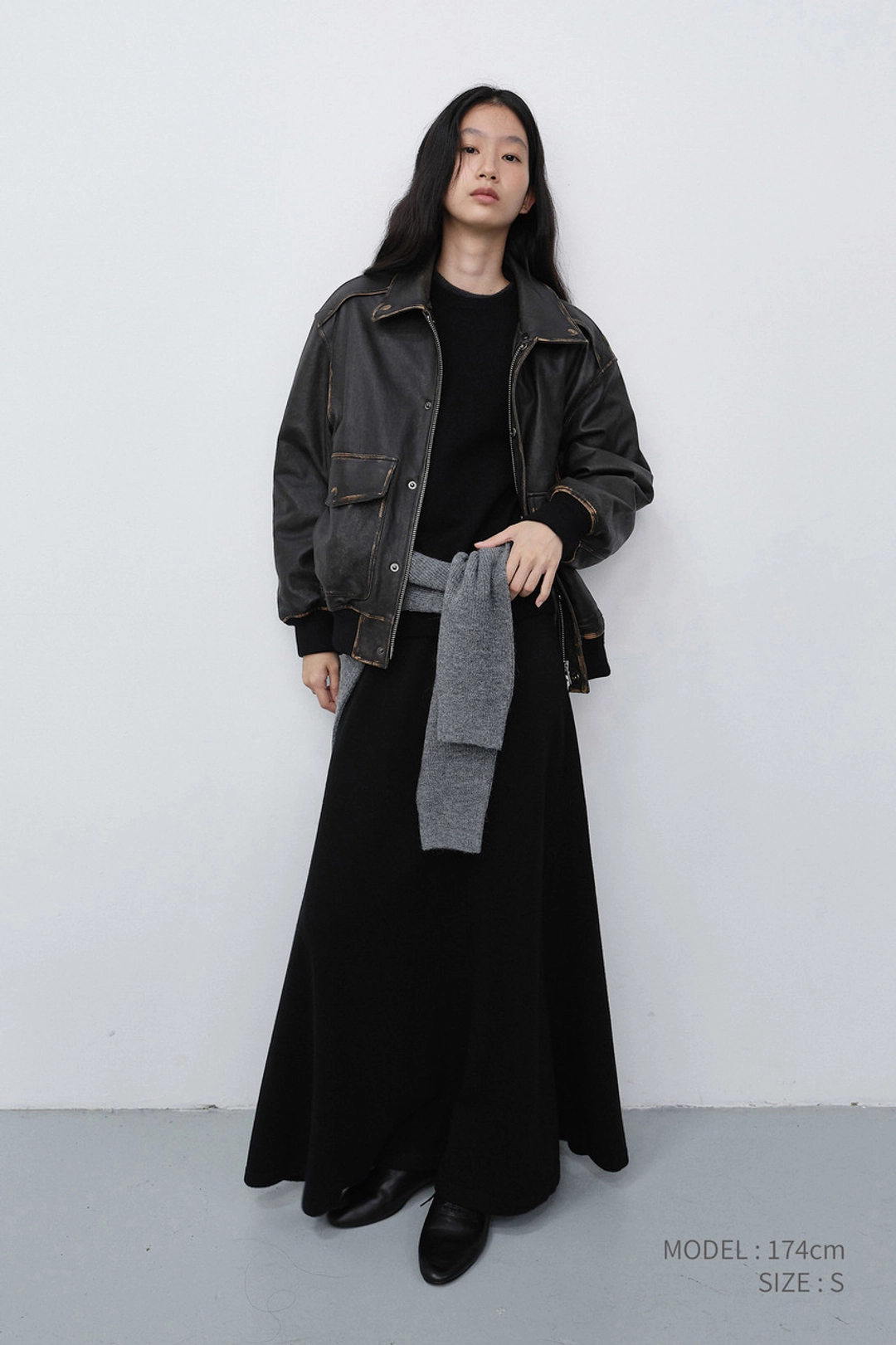 던스트 UNISEX DETACHABLE A-2 LEATHER BLOUSON BRUSHED BLACK_UDJU6C102G3 상품 이미지 1