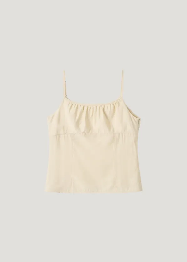 Chiffon Shirring Camisole_Cream