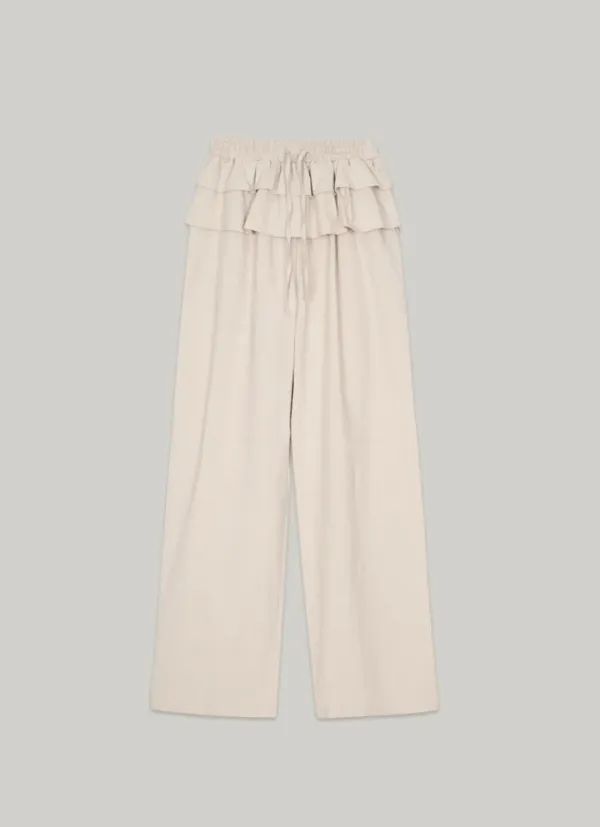 comos 1327 wide prill banding pants (beige)