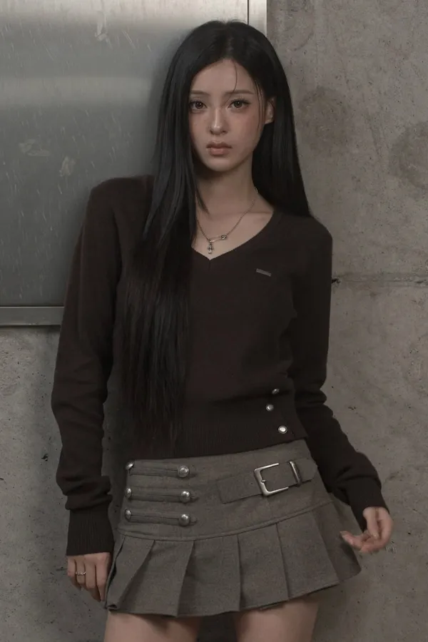 Signature V-neck Knit (brown)
