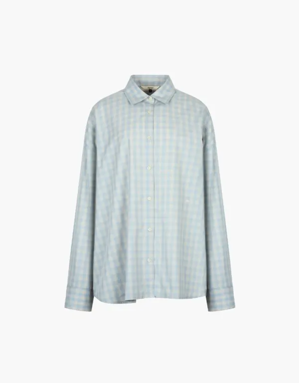 check oversized shirts - light blue