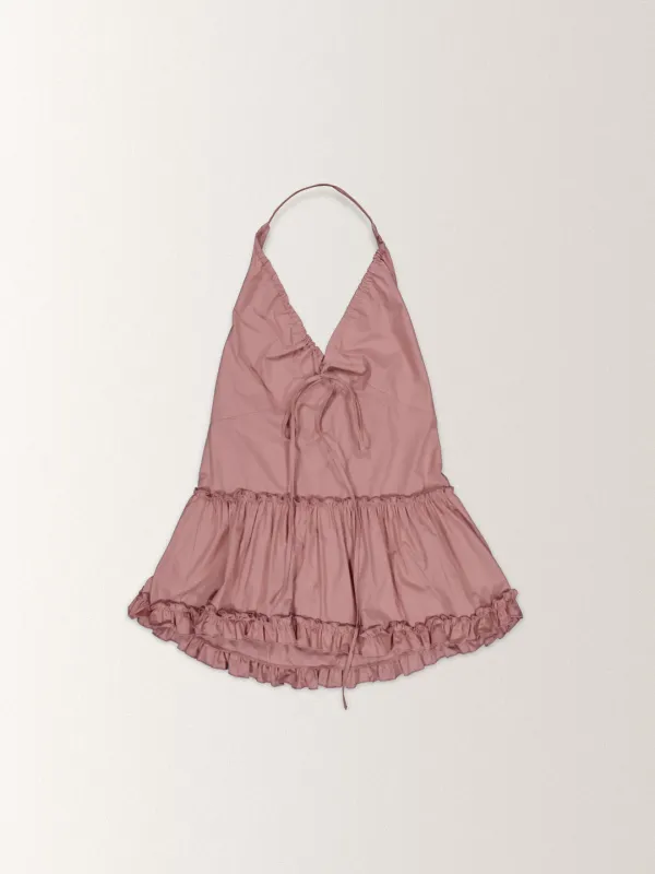 VACANCE FRILL HALTER TOP [ PINK ]