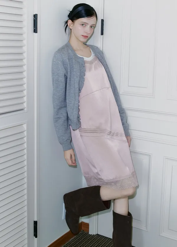[44-120]  Siebev Satin Lace Mini Dress  시베브 새틴 레이스 미니 드레스 (가을-봄-데이트룩-파티룩-출근룩-데일리룩-페미닌-빈티지-레이어드-뷔스티에원피스-뷔스티에-새틴-미니원피스-레이스-여리핏-자체제작)