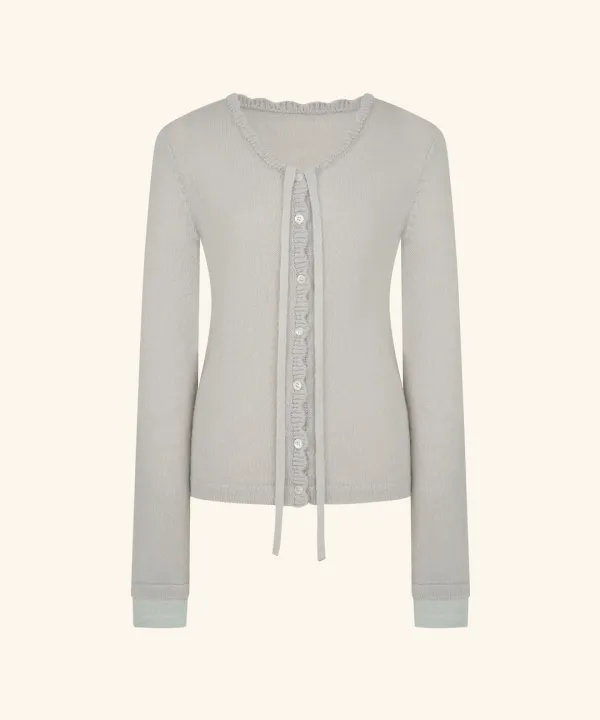 Haila Scallop Layered Cardigan ( Light Grey )