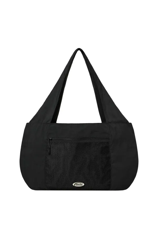 MESH NYLON SHOULDER BAG-BLACK