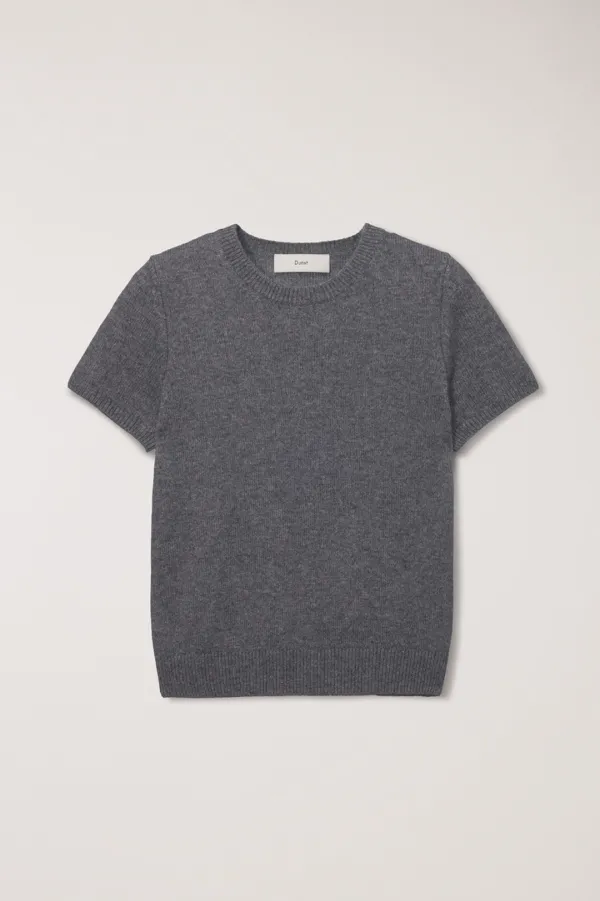 HALF SLEEVE KNIT TOP MELANGE GREY_UDSW6C201G2