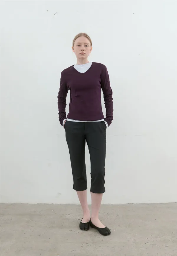 Slit capri pants (charcoal)