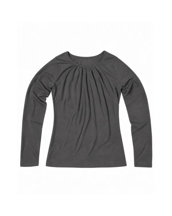 Shirring Modal Tee_Charcoal