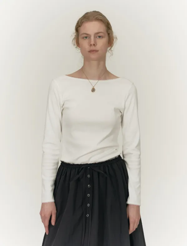TWO WAY LACE LONG SLEEVE TOP [WHITE]