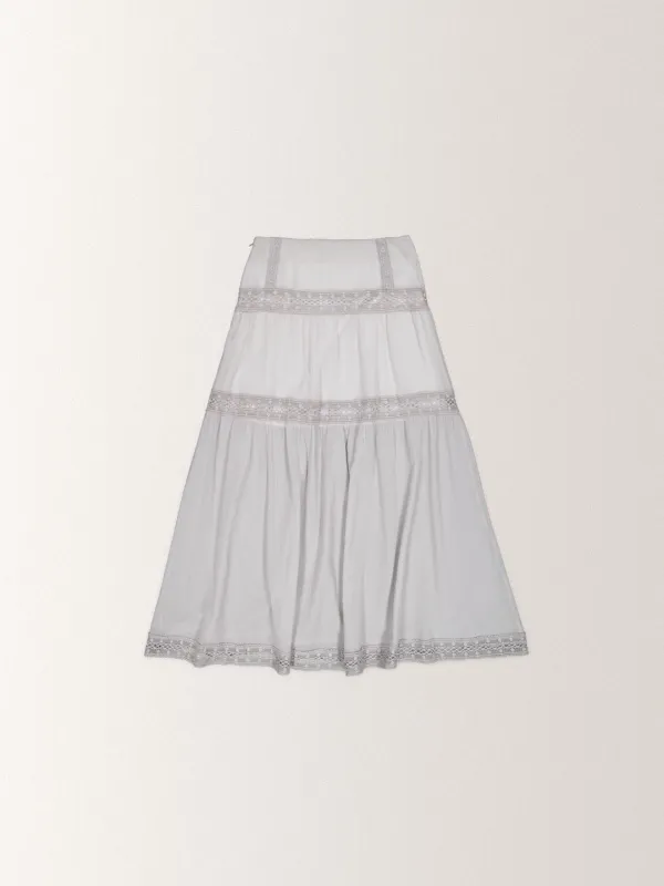VINTAGE VACANCE LONG SKIRT [ PALE BLUE ]