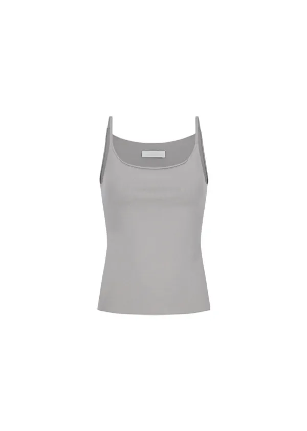 Sleeveless Knit Top, Grey Beige
