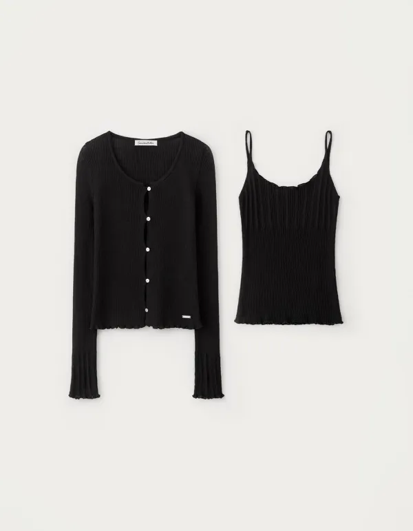 Once Cardigan Set - Black