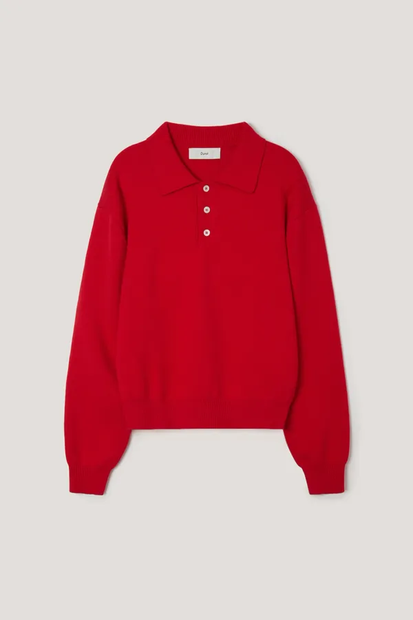 UNISEX CASHMERE COLLARED SWEATER RED_UDSW6A104R2